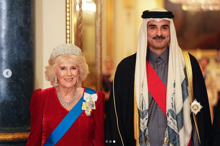 Queen Camilla and Sheikh Tamim bin Hamad Al Thani, the Amir of Qatar, posted on December 3, 2024 | Source: Instagram.com/theroyalfamily