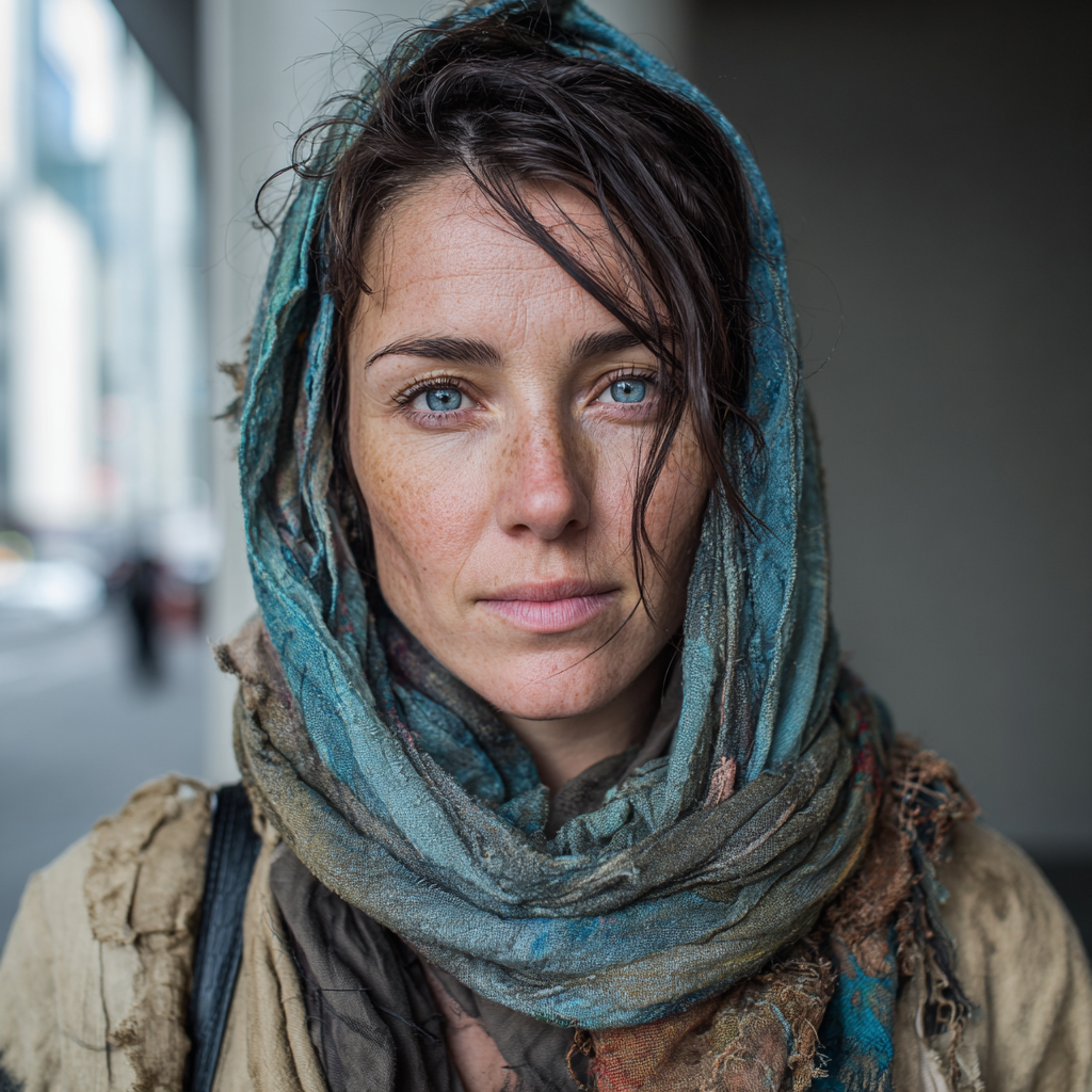 A close-up of a woman wearing a headscarf | Source: Midjourney