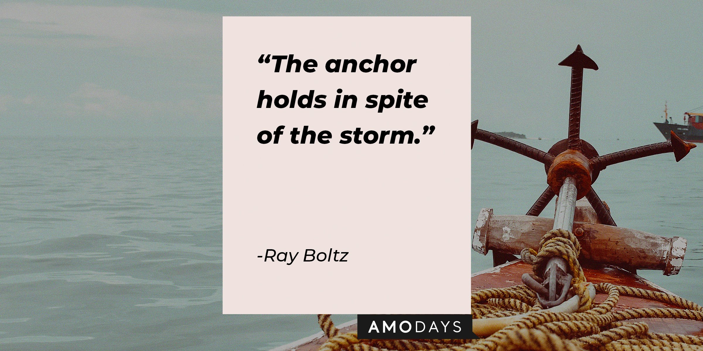 Unsplash | Photo of an anchor at sea with the quote, "The anchor holds in spite of the storm."