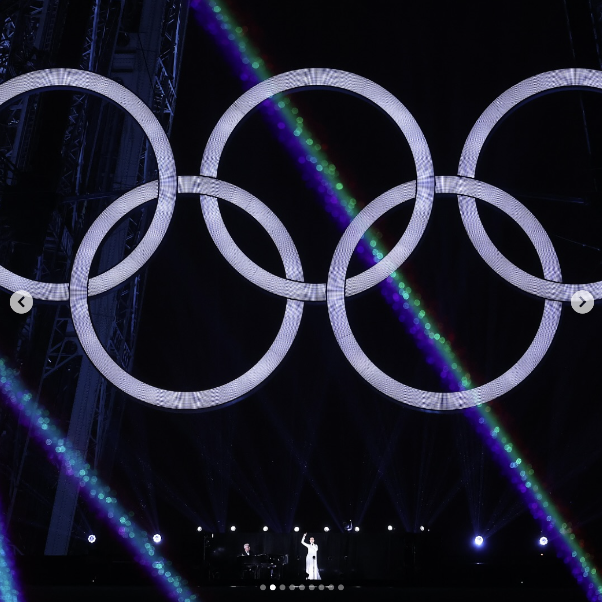 Celine Dion performing on the Eiffel Tower at the opening ceremony of the Paris Olympics 2024, as seen in a post dated July 27, 2024 | Source: Instagram/celinedion