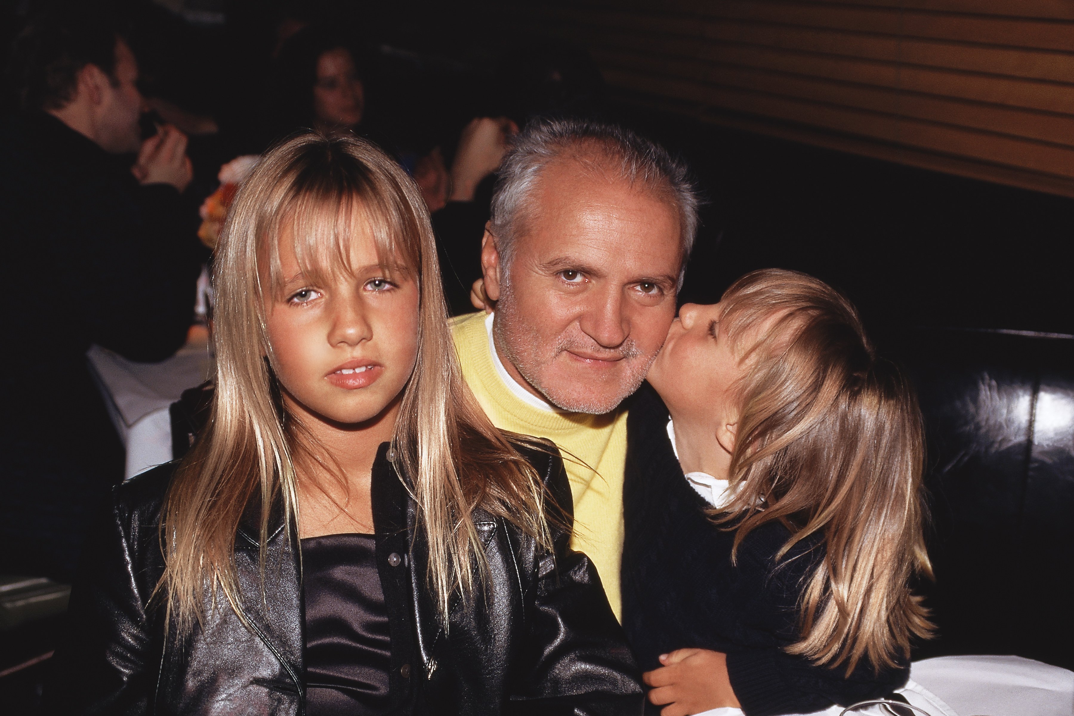 Photo of Allegra Versace, Gianni Versace, and Daniel Versace on May 2, 1995 | Source: Getty Images