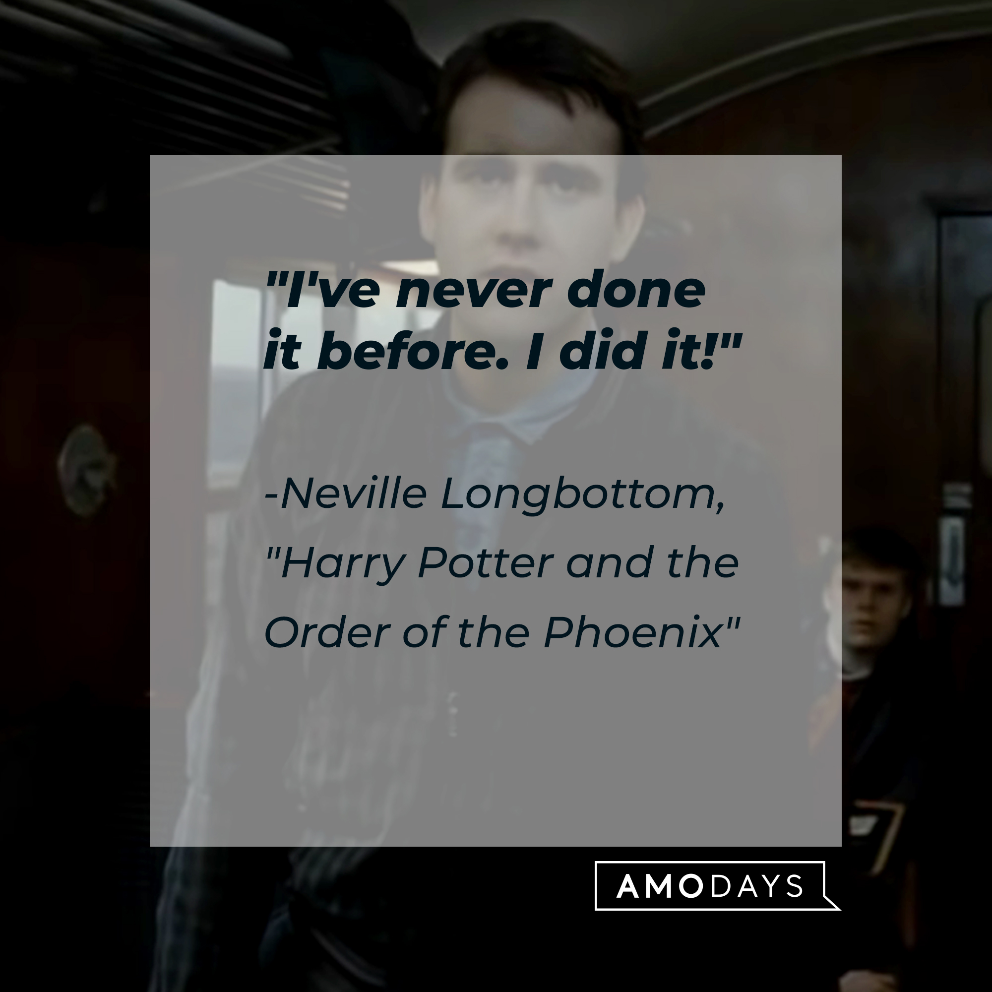 Neville Longbottom with his quote: "I've never done it before. I did it!" | Source: Facebook.com/harrypotter