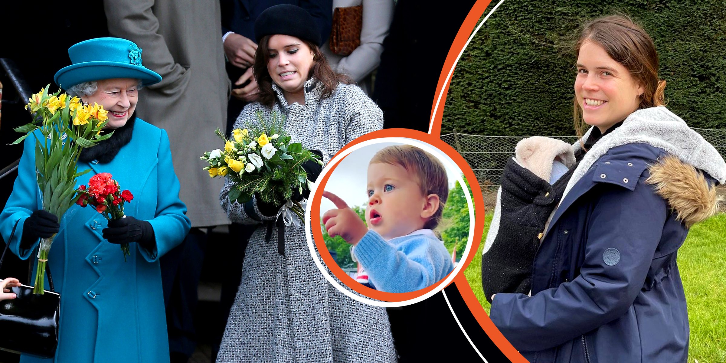 Königin Elizabeth II. und Prinzessin Eugenie | August Brooksbank | Prinzessin Eugenie und August Brooksbank | Quelle: Instagram.com/princesseugenie | Getty Images