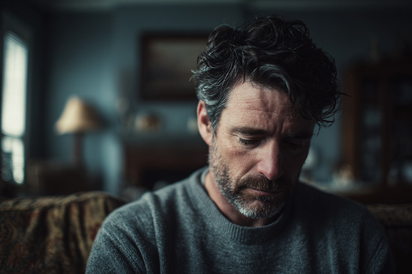 A man looking down | Source: Midjourney