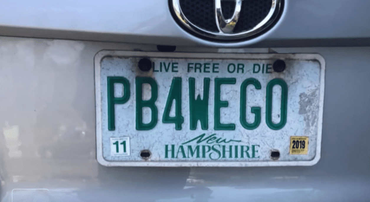 Wendy Auger's vanity plate that reads "PB4WEGO". | Source: YouTube/InsideEdition
