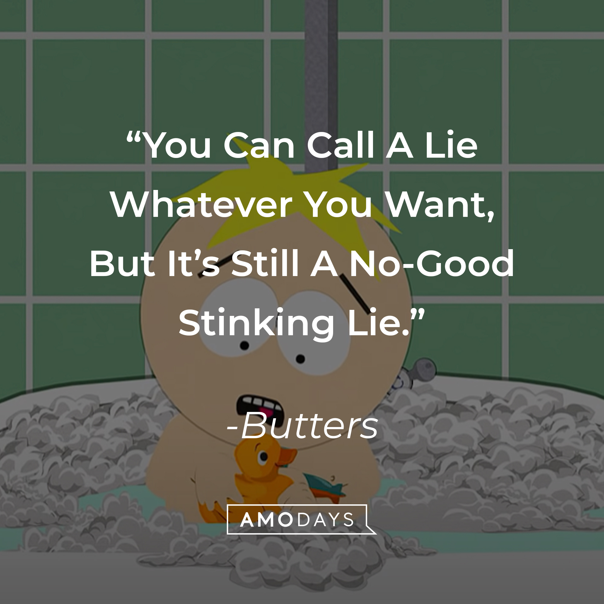 Butters' quote: "You Can Call A Lie Whatever You Want, But It's Still A No-Good Stinking Lie." | Source: youtube.com/southpark