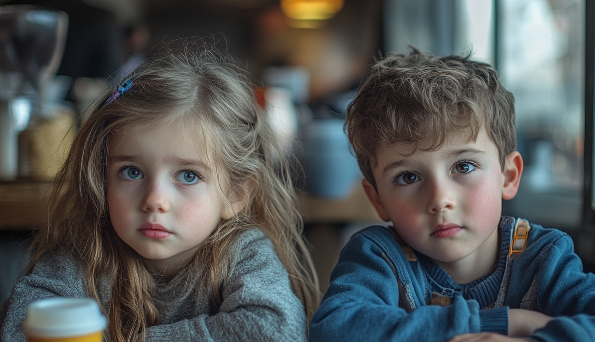 Two kids in a cafe | Source: Midjourney