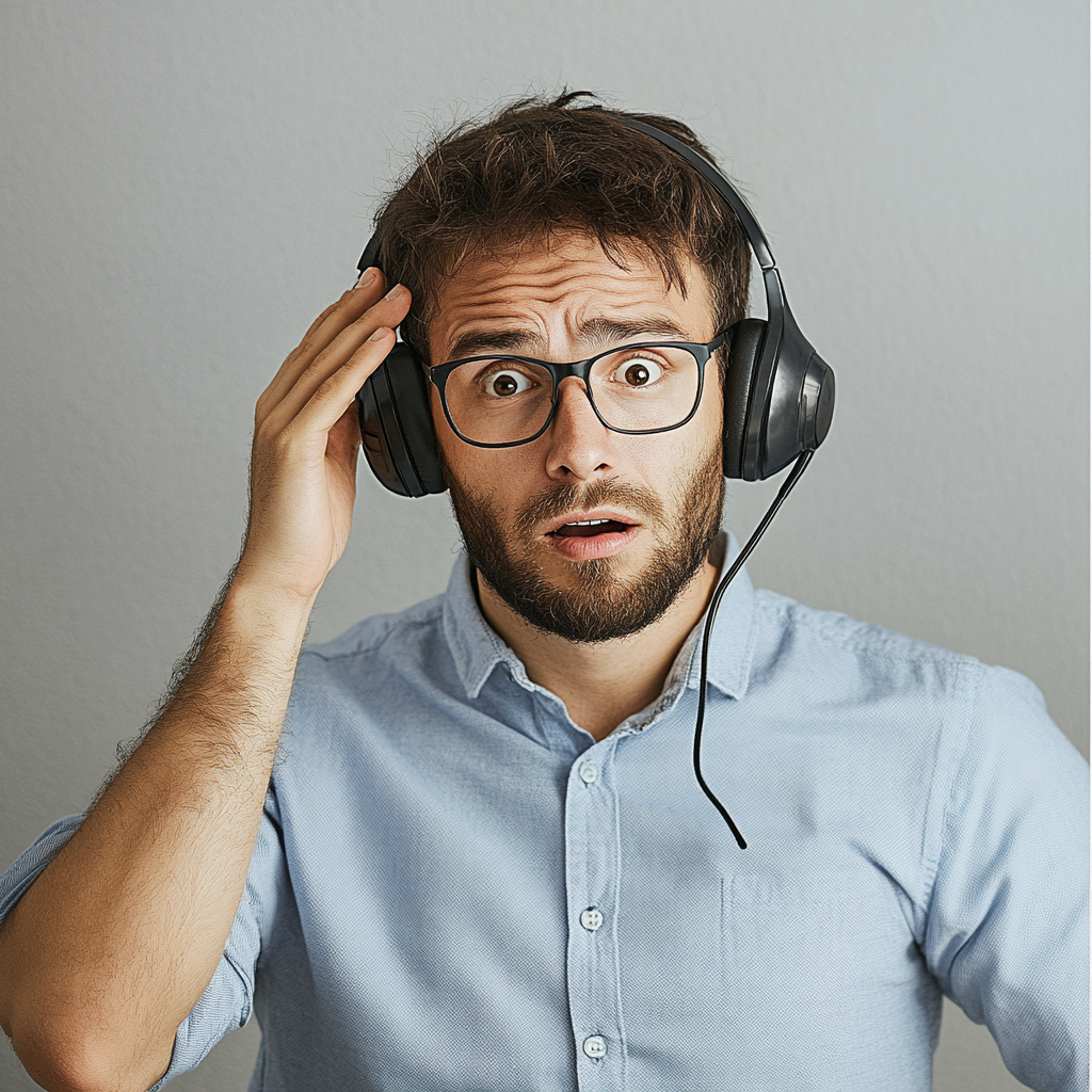 Man wearing headphones and scratching his head in confusion | Source: Midjourney