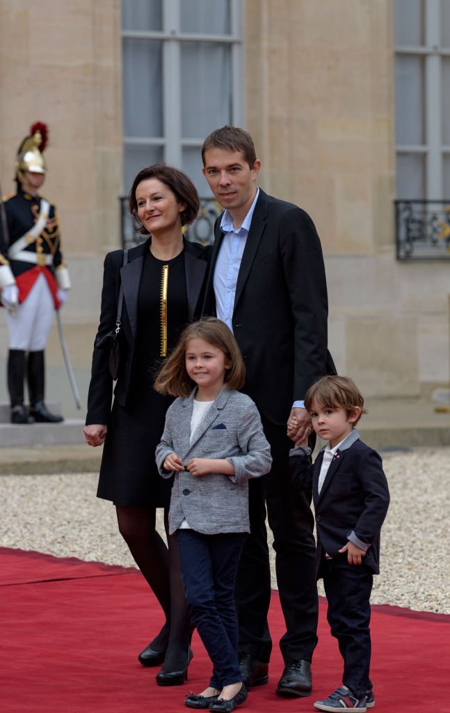 Sébastien Auzière, sa femme Christelle et leurs deux enfants le 14 mai 2017 à l'Élysée. l Source : Getty Images
