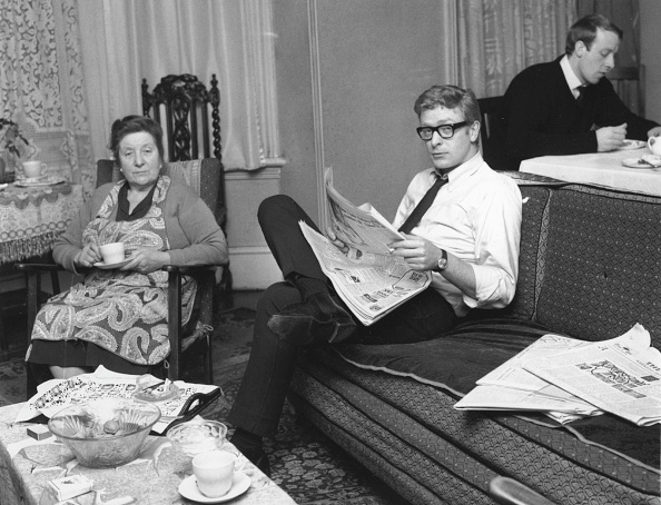 Michael Caine at home in England with his mother Ellen Micklewhite and brother Stanley.  | Source: Getty Images