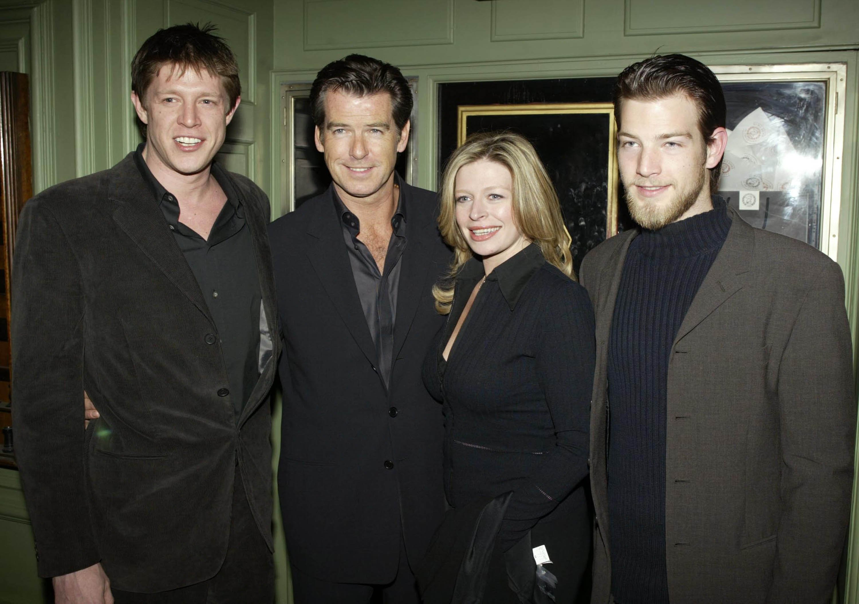 Pierce Brosnan with his children Shaun, Charlotte and Chris attend the party for the premiere of the film "Evelyn" at Simpsons restaurant on March 17, 2003  | Source: Getty Images