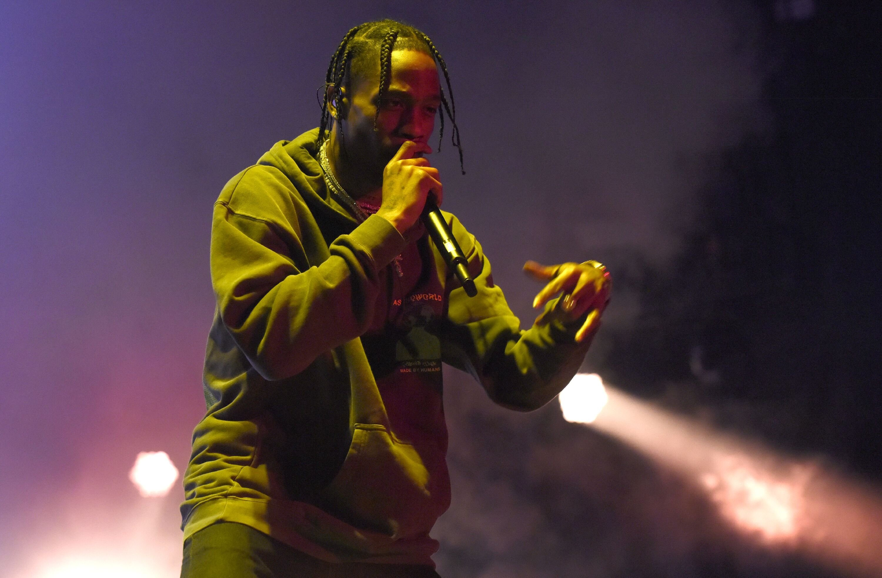 Rapper Travis Scott in concert/ Source: Getty Images