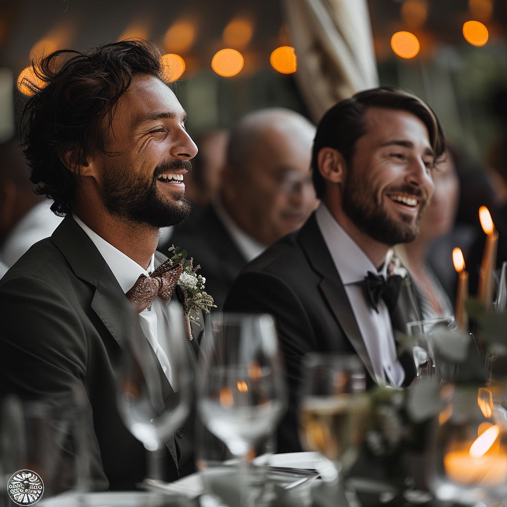 Men laughing at the table | Source: Midjourney