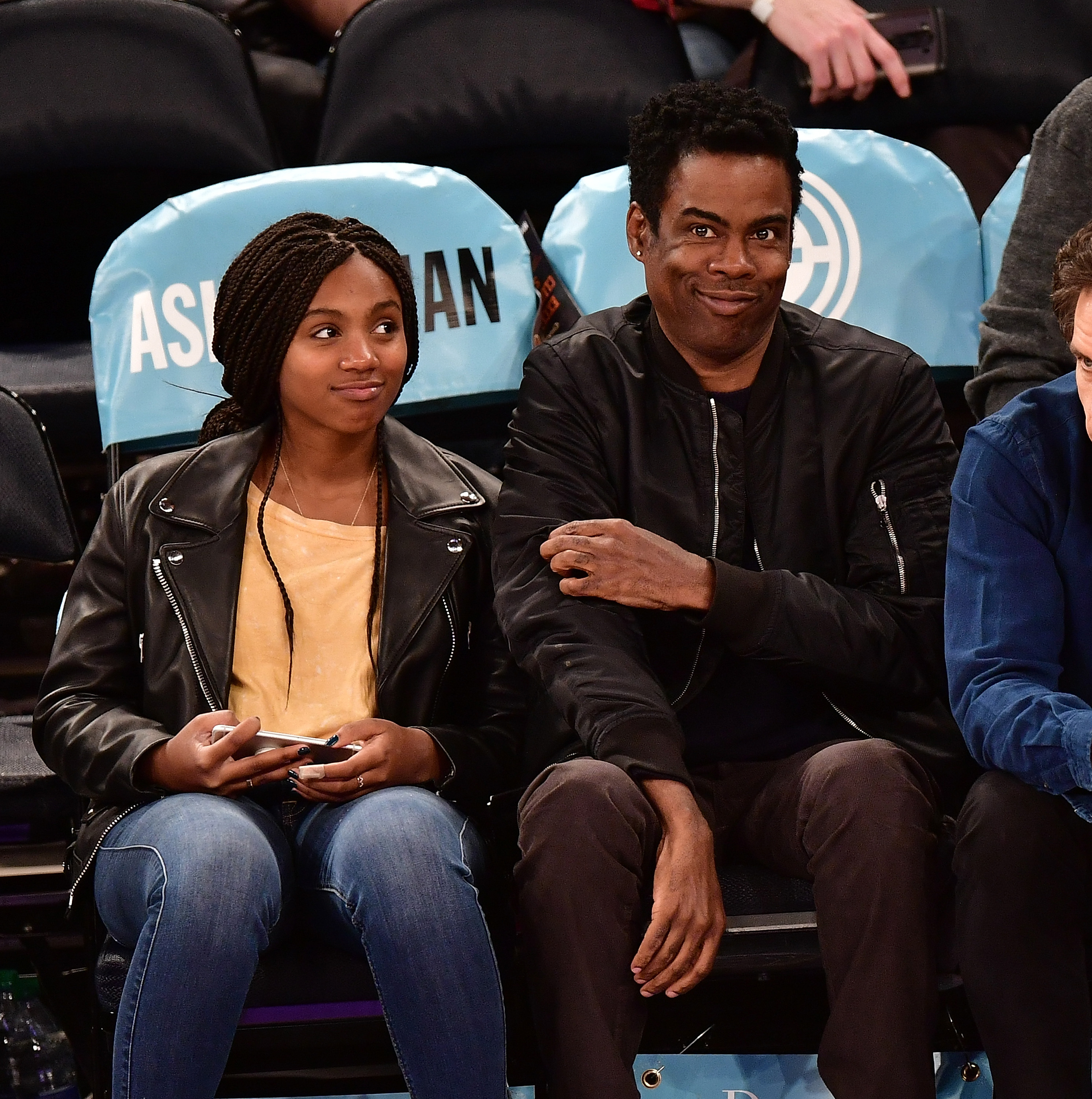 Lola Simone Rock and Chris Rock are pictured at the Brooklyn Nets Vs. New York Knicks game at Madison Square Garden on March 16, 2017, in New York City | Source: Getty Images