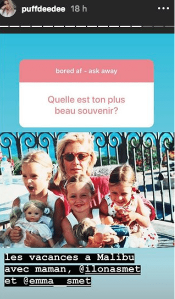 Un cliché de Darina Scotti, petite avec sa mère Sylvie Vartan et ses demi-nièces Ilona et Emma Smet. | Photo : Instagram story/puffdeedee Un cliché de Darina Scotti, petite avec sa mère Sylvie Vartan et ses demi-nièces Ilona et Emma Smet. | Photo : Instagram story/puffdeedee