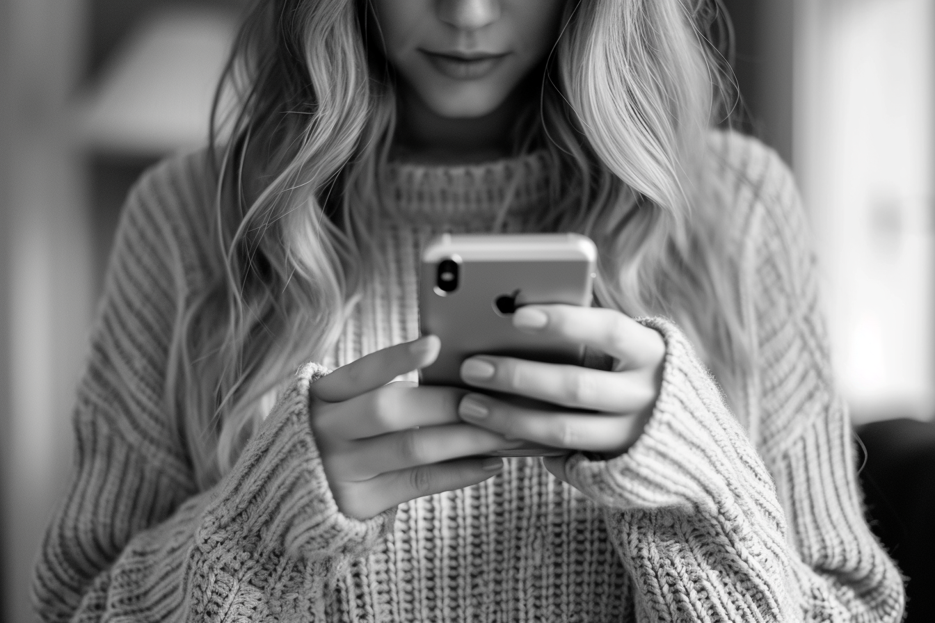 A girl texting | Source: Midjourney