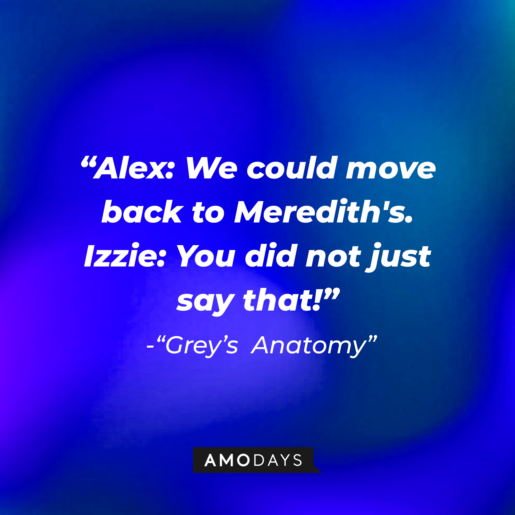 Alex's quote: "We could move back to Meredith's." Izzie: You did not just say that!" | Image: Amodays