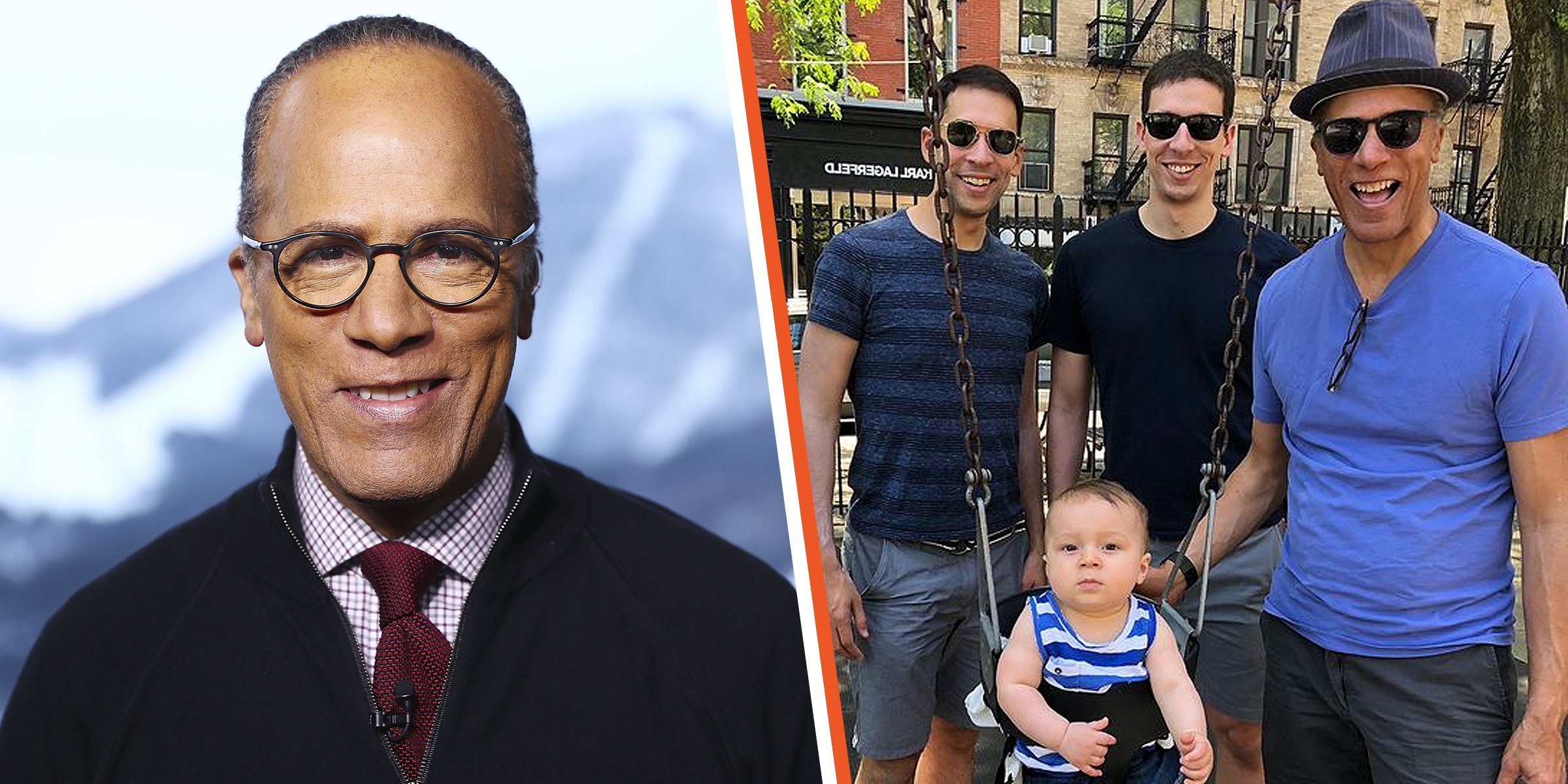 Lester Holt | Lester, Cameron, and Stefan Holt with one of his kids | Source: Getty Images | Instagram.com/lesterholtnbc