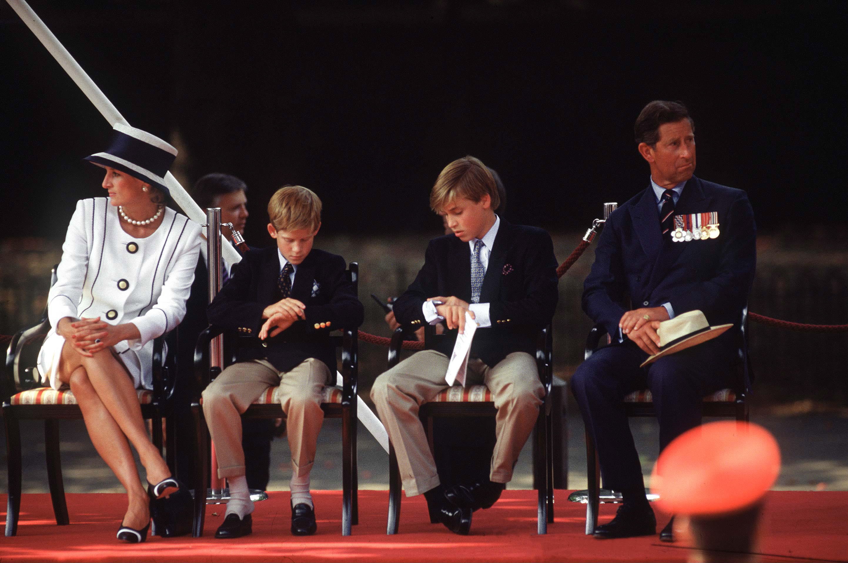 The Prince & Princess Of Wales And Prince William & Prince Harry Watching A Veterans' Parade Along The Mall On The Anniversary Of Vj Day. | Source: Getty Images