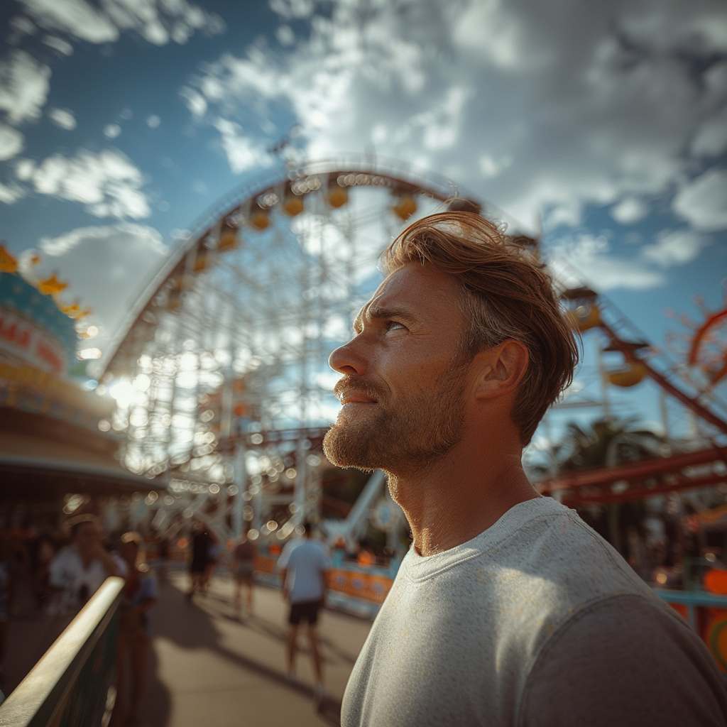 Jack looks at the roller coaster | Source: Midjourney