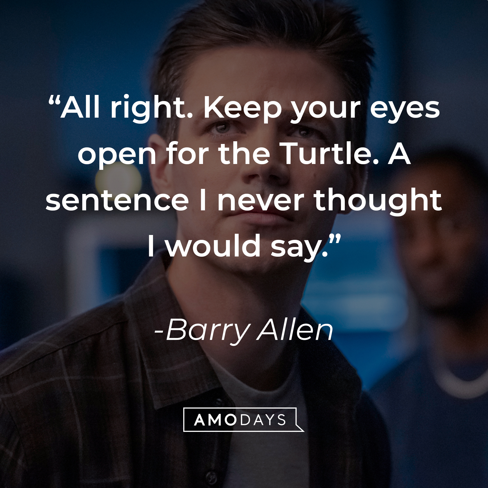 Barry Allen with his quote, "All right. Keep your eyes open for the Turtle. A sentence I never thought I would say." | Source: Facebook/CWTheFlash