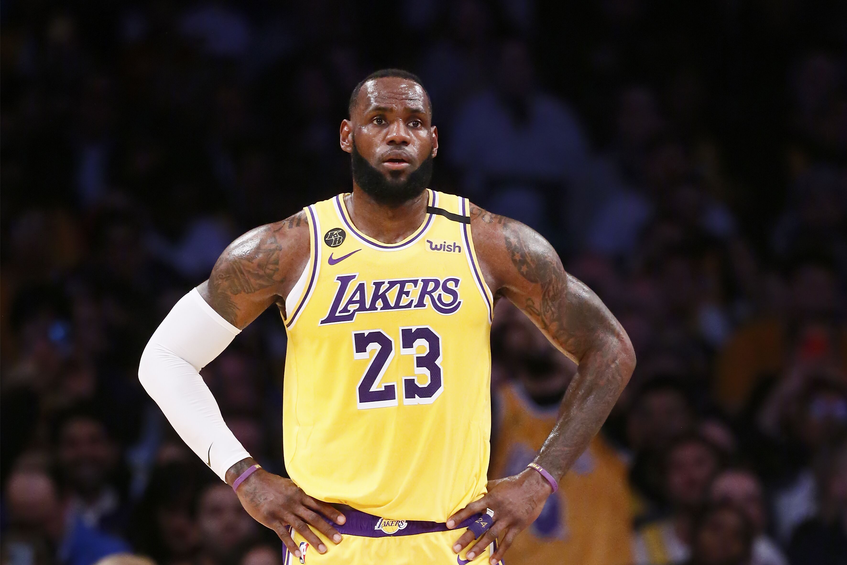 LeBron James ooks on during a game against the Brooklyn Nets at the Staples Center on March 10, 2020 in Los Angeles. | Source: Getty Images