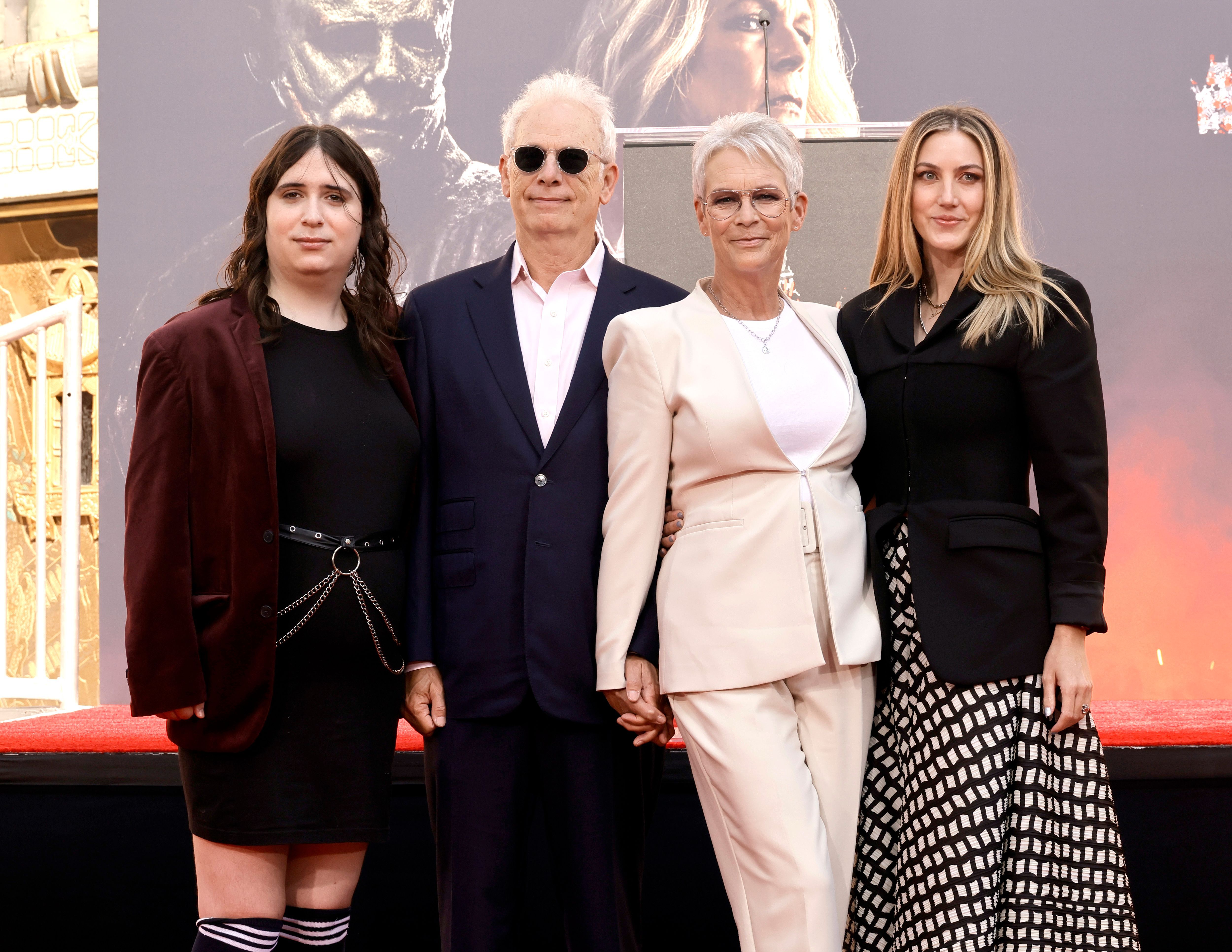 Ruby Guest, Christopher Guest, Jamie Lee Curtis, and Annie Guest attend the Jamie Lee Curtis Hand and Footprint In Cement Ceremony at TCL Chinese Theatre in Hollywood, California on October 12, 2022. | Source: Getty Images