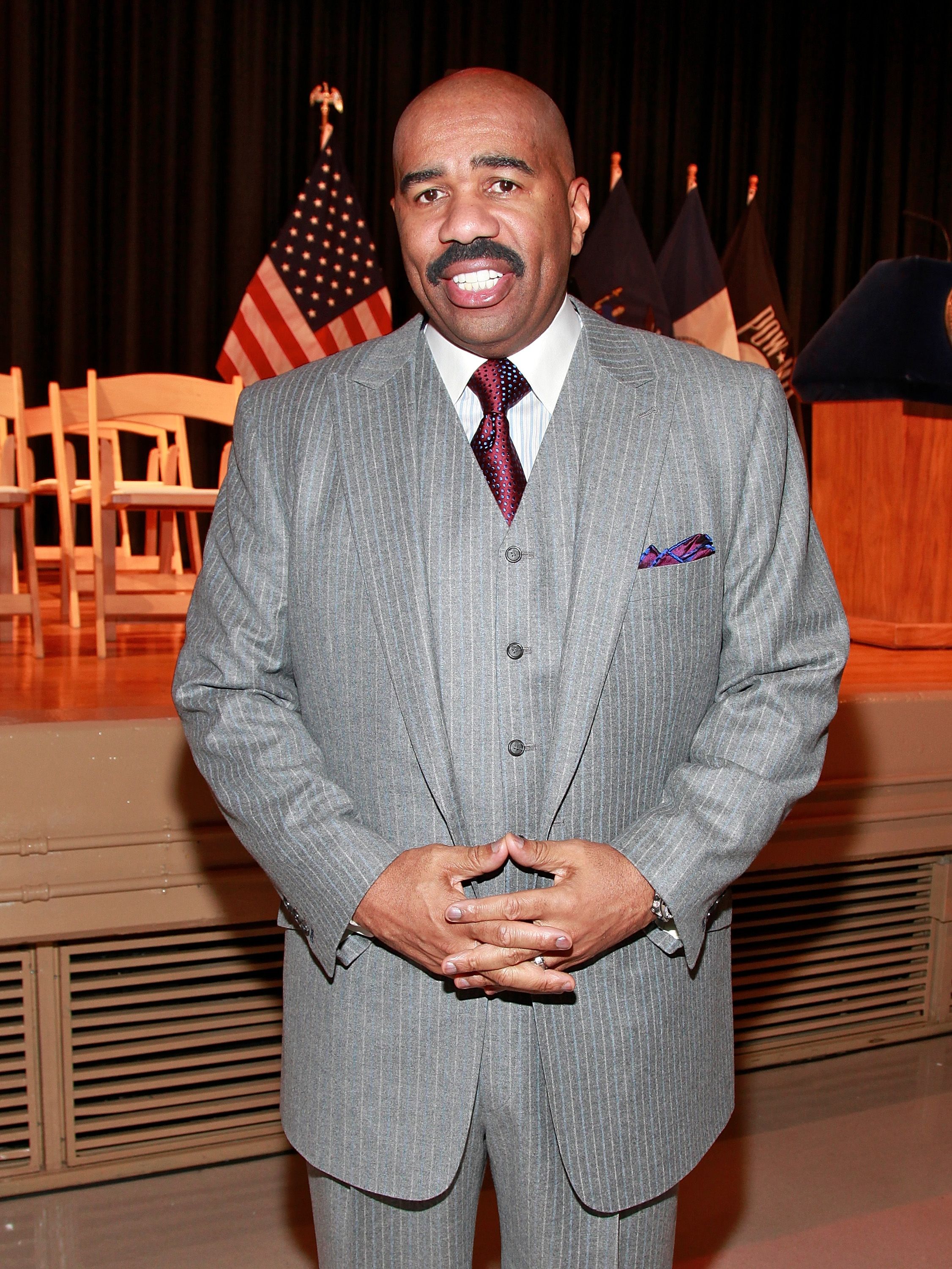  Steve Harvey during the NYC Service Mentor It Forward Program breakfast reception in honor of Martin Luther King Jr. Day at Martin Luther King High School on January 17, 2011 in New York City. | Source: Getty Images