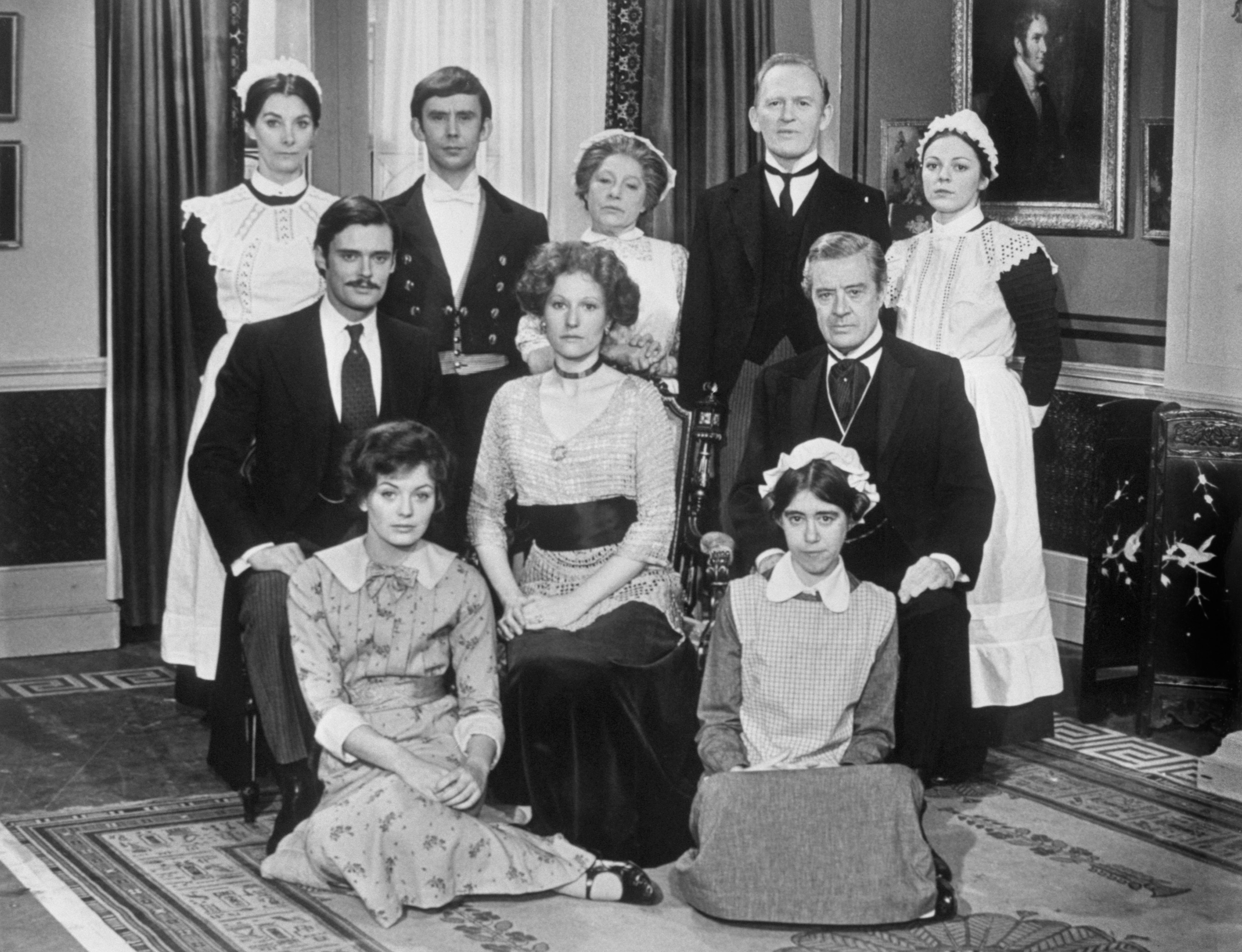 Meg Wynn Owen and her cast mates photographed for "Upstairs, Downstairs" in 1974. | Source: Getty Images