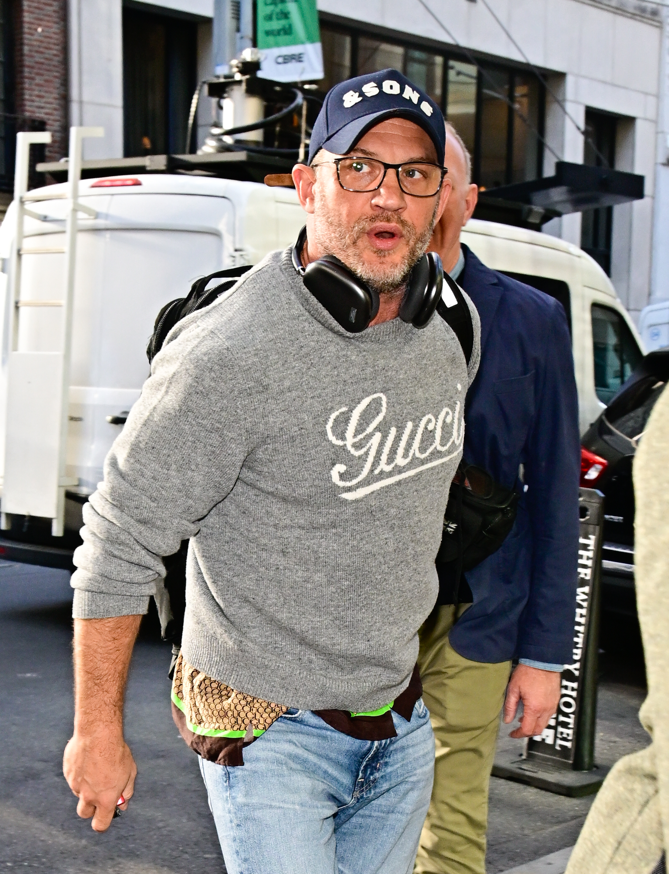 Tom Hardy is seen on October 21, 2024 in New York City | Source: Getty Images