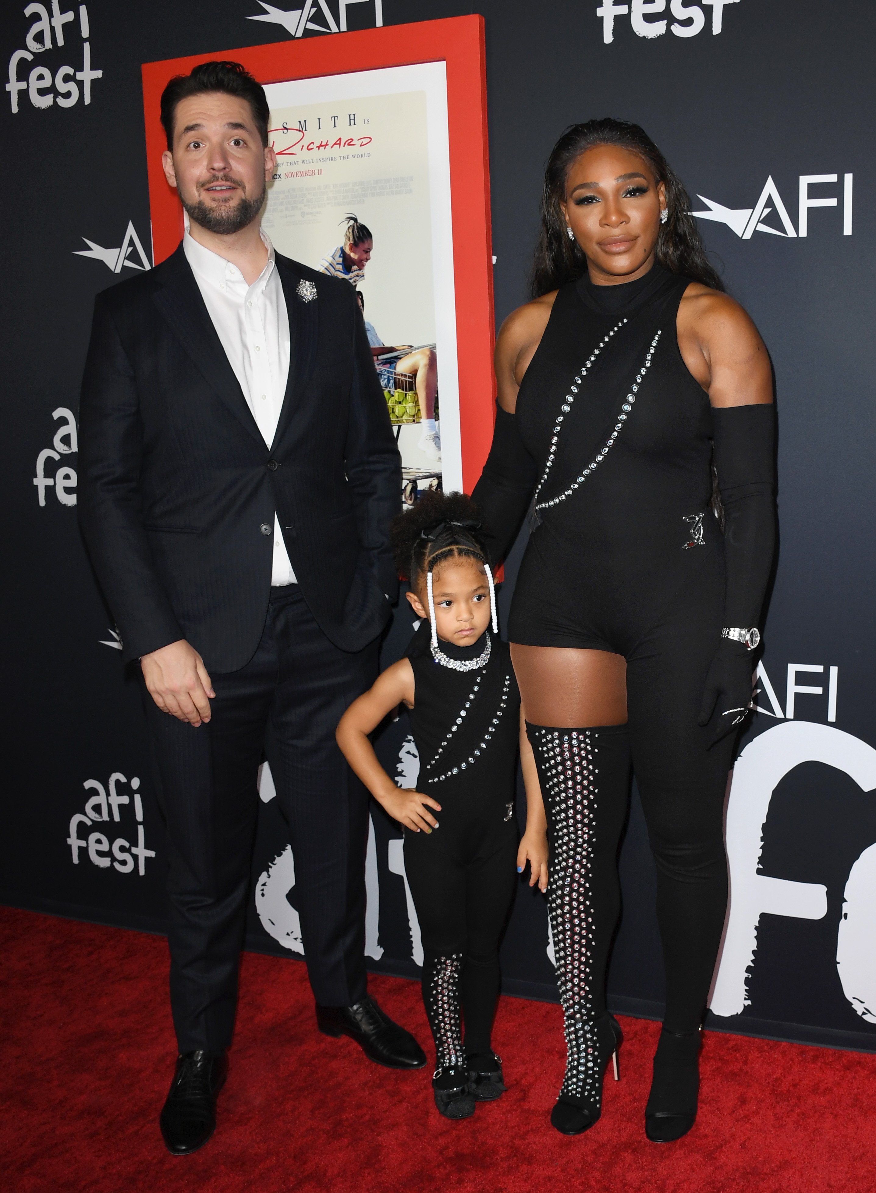 Alexis Ohanian, Olympia Ohanian Jr., and Serena Williams at the AFI Fest: Closing Night Premiere of Warner Bros. "King Richard" on November 14, 2021, in Hollywood, California. | Source: Getty Images