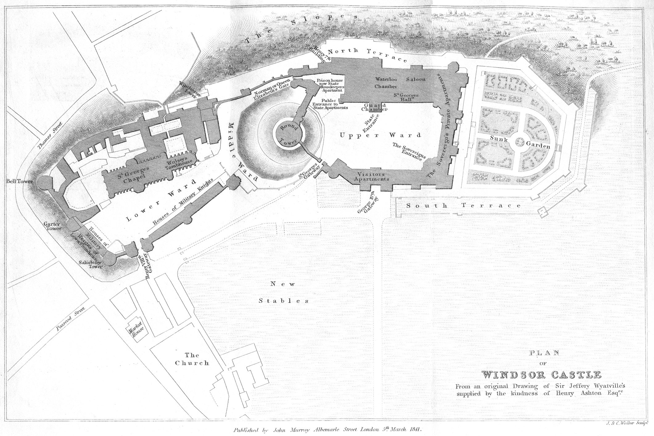 A Detailed map of Royal Castle of Windsor showing Sunken Eastern Gardens and other areas of the castle | Source: Getty Images