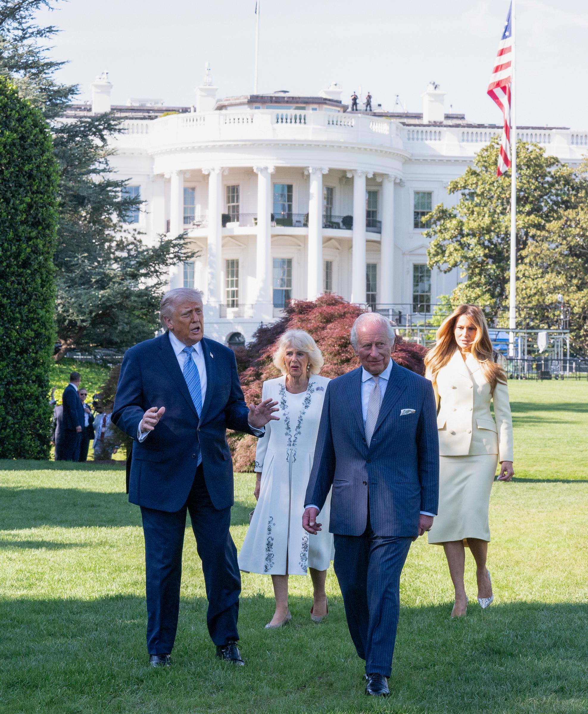 Donald and Melania Trump host King Charles III and Queen Camilla on April 27, 2026 | Source: Getty Images