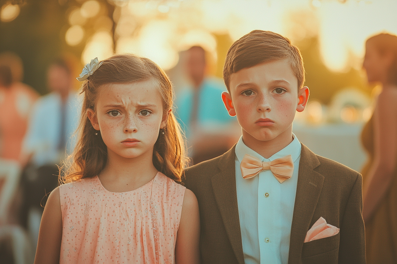 Two kids at a wedding | Source: Midjourney