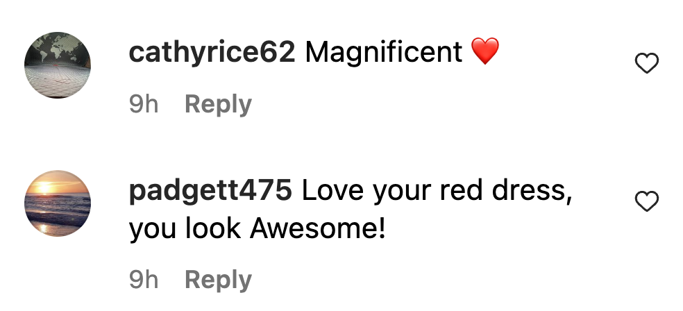 Screenshot of fans comments on Kyra Sedgwick's Instagram post. | Source: Instagram/KyraSedgwick
