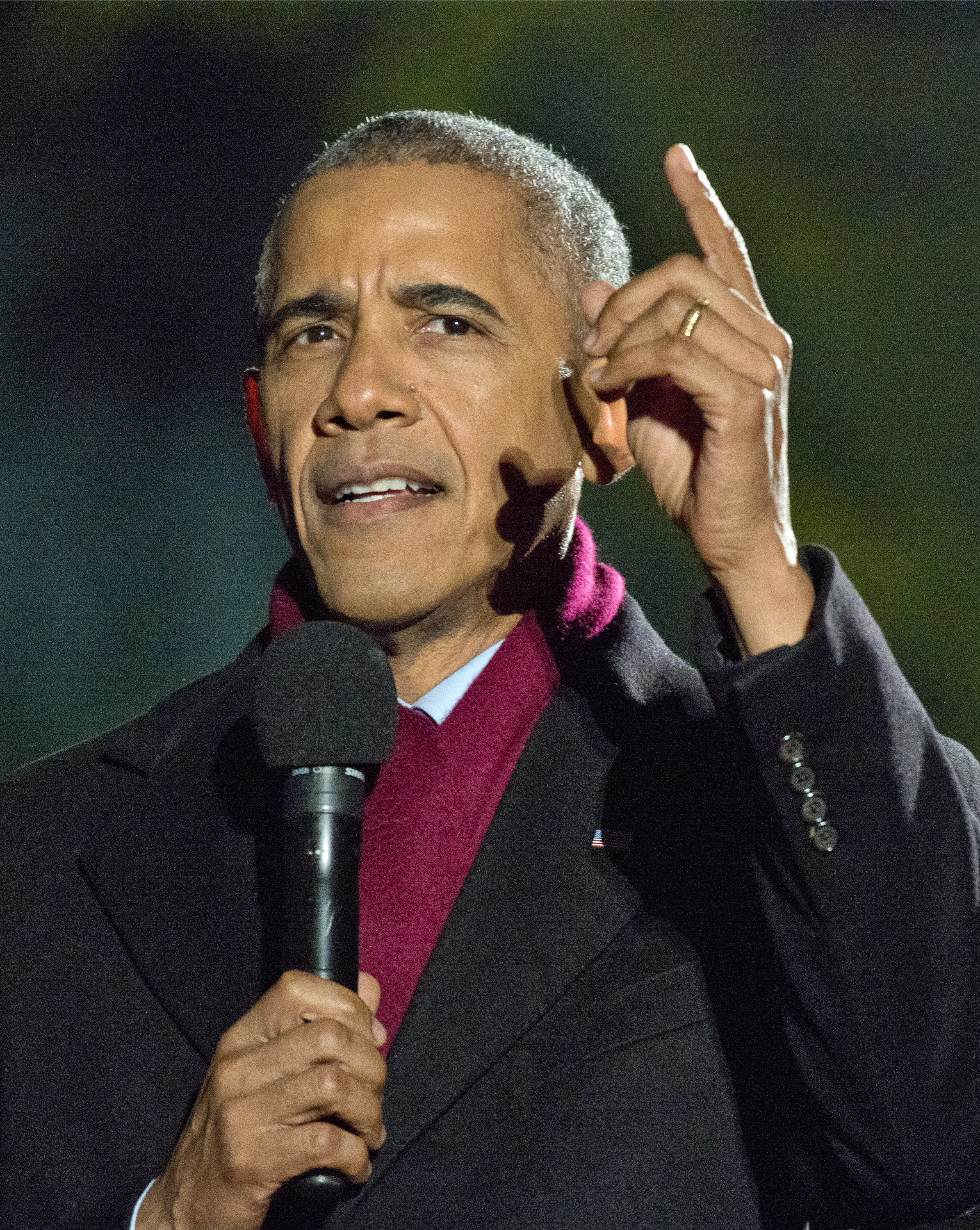 Barack Obama delivers opening remarks during the National Christmas Tree Lighting on December 1, 2016, in Washington, D.C. | Source: Getty Images