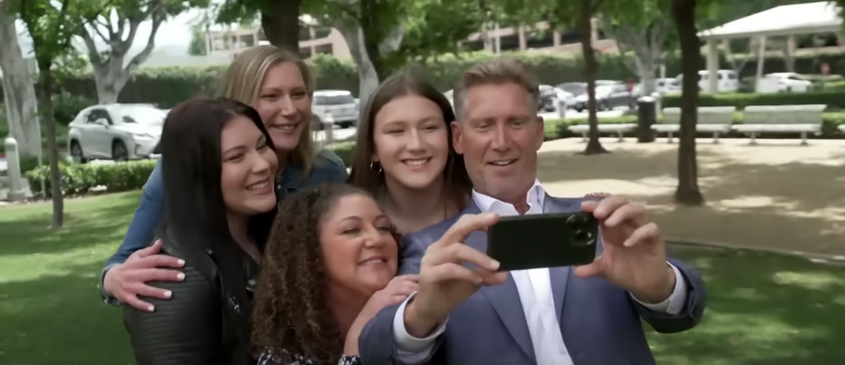 Angie Warner, Jenny Young, and Charlie and Payton Young with Gerry Turner in the spinoff "The Golden Bachelor" on July 17, 2023 | Source: YouTube/Good Morning America
