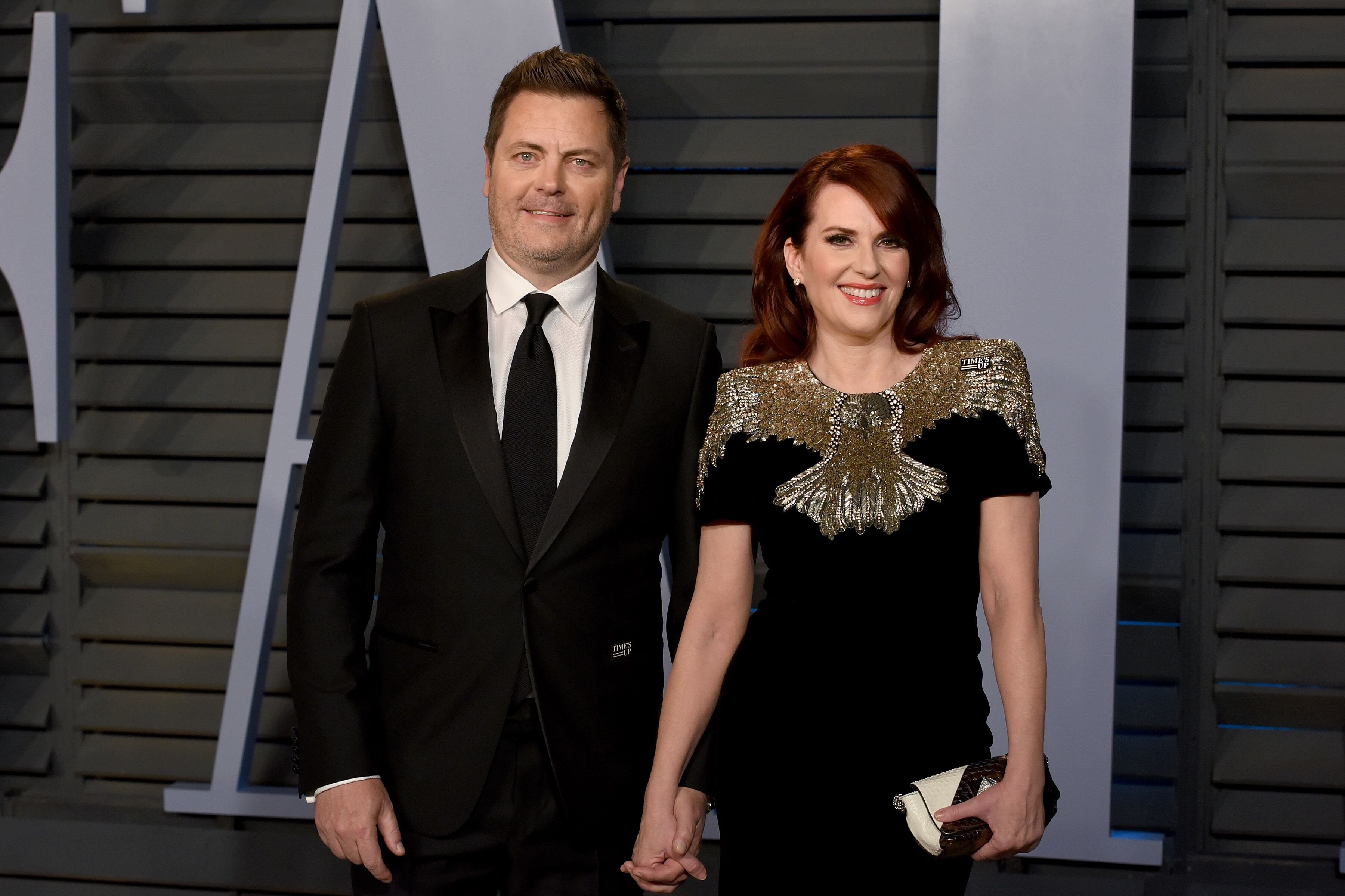  Nick Offerman and Megan Mullally attend the 2018 Vanity Fair Oscar Party in Los Angeles | Source: Getty Images