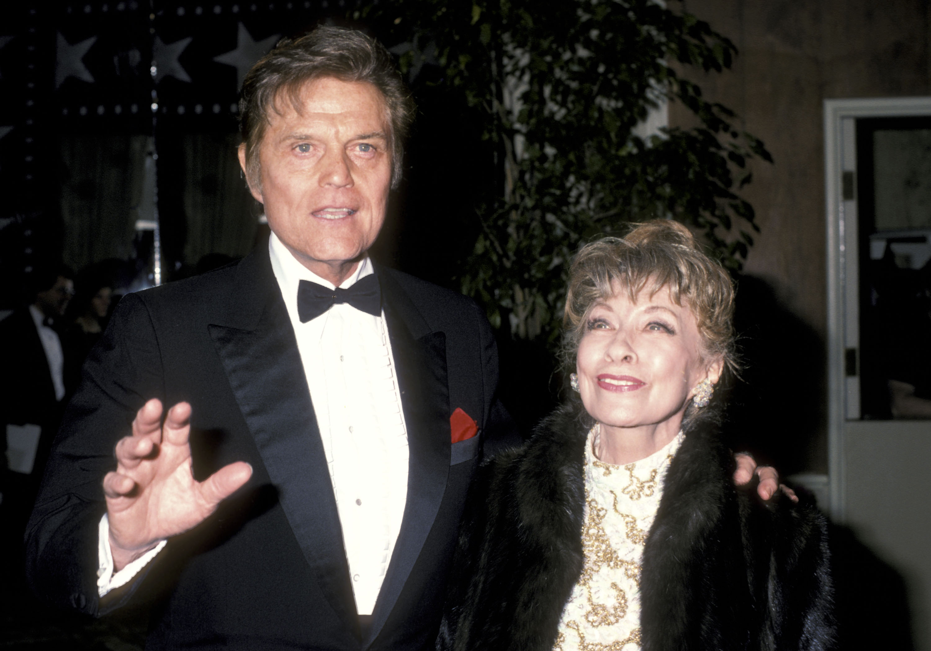 Actor Jack Lord and wife Marie Denarde attend the 13th Annual American Film Institute (AFI) Lifetime Achievement Award Salute to Gene Kelly on March 7, 1985 at Beverly Hilton Hotel in Beverly Hills, California. | Source: Getty Images