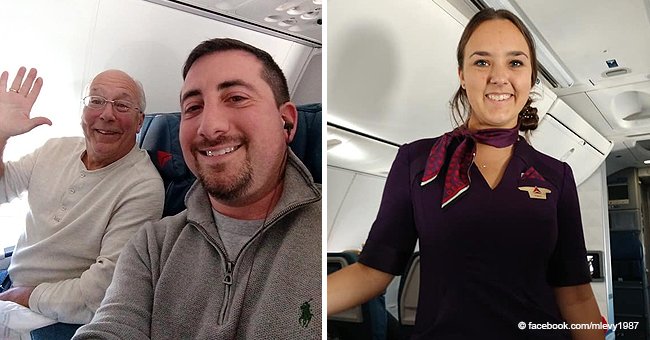 Father flies with his daughter stewardess all Christmas Eve so she didn't feel alone