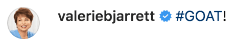 Valarie Jarrett reacts to Michelle Obama's post about Simone Biles | Instagram