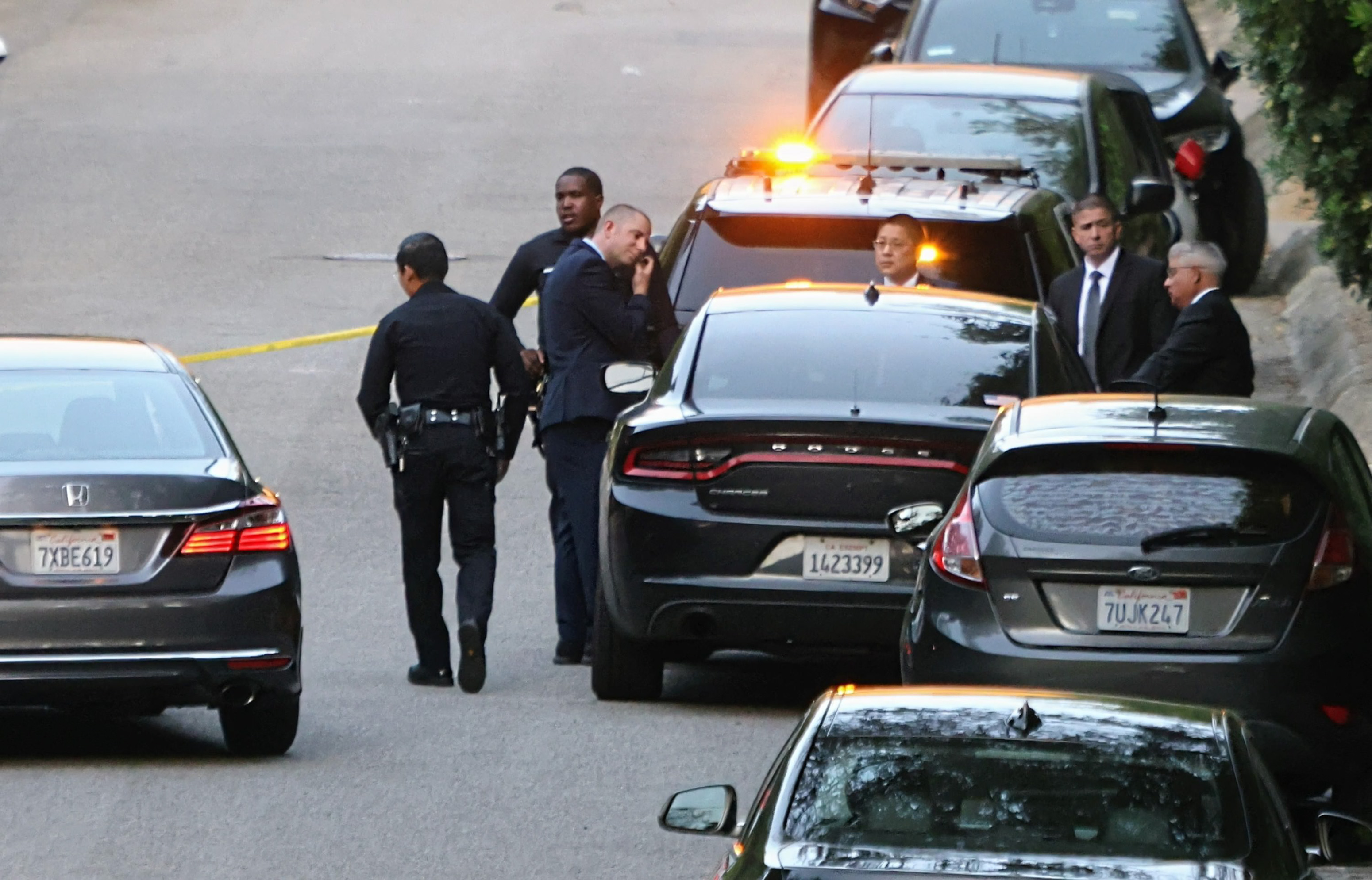 Police outside Rihanna's Beverly Hills house on March 08, 2026 in Los Angeles, California | Source: Getty Images