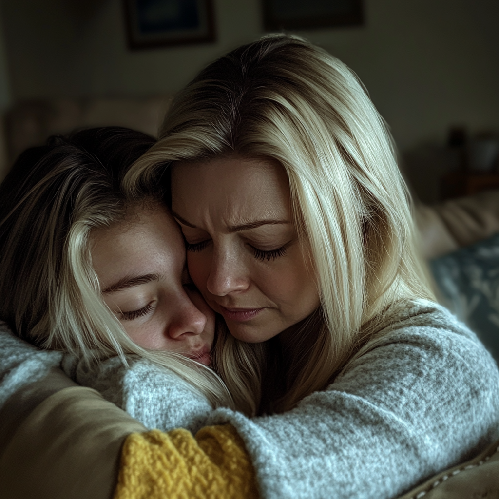 A woman hugging her daughter | Source: Midjourney