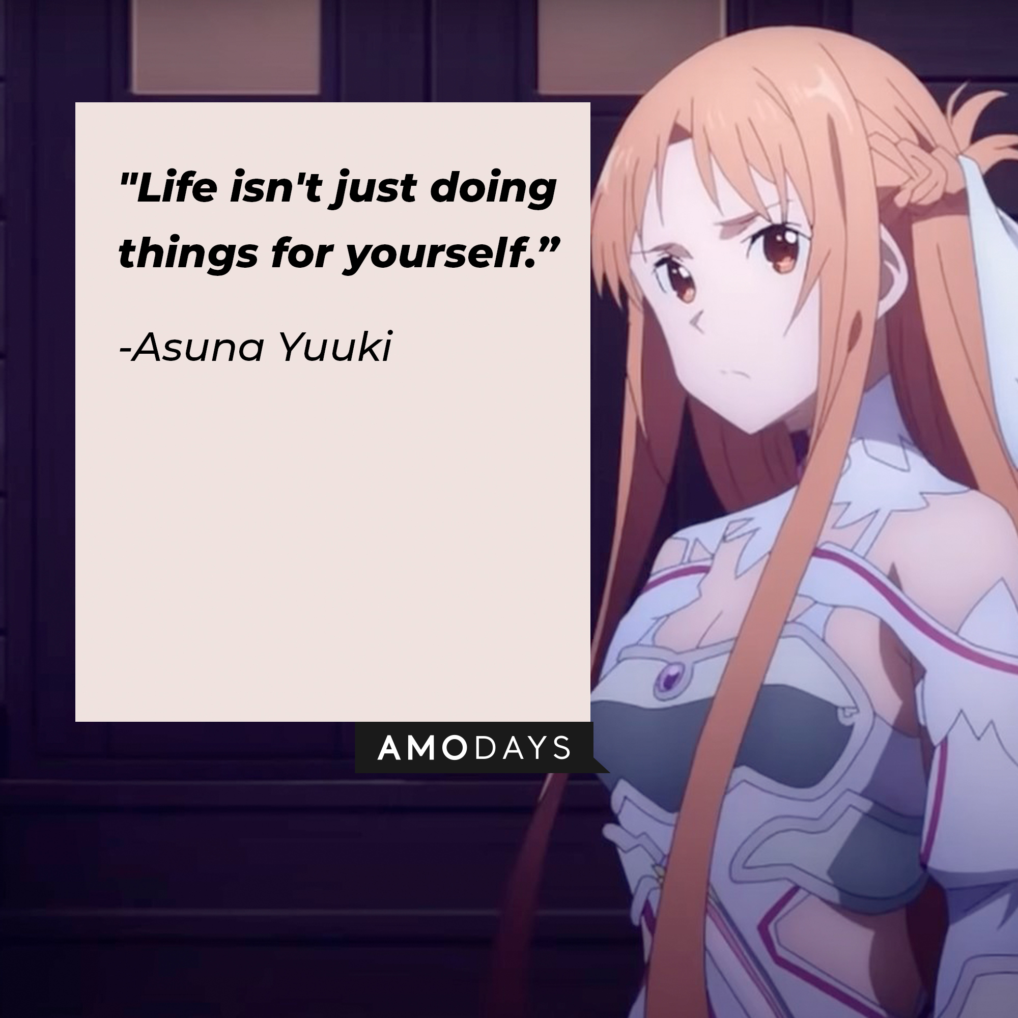 A picture of Asuna Yuuki with her quote: "Life isn't just doing things for yourself.” | Source: facebook.com/SwordArtOnlineUSA