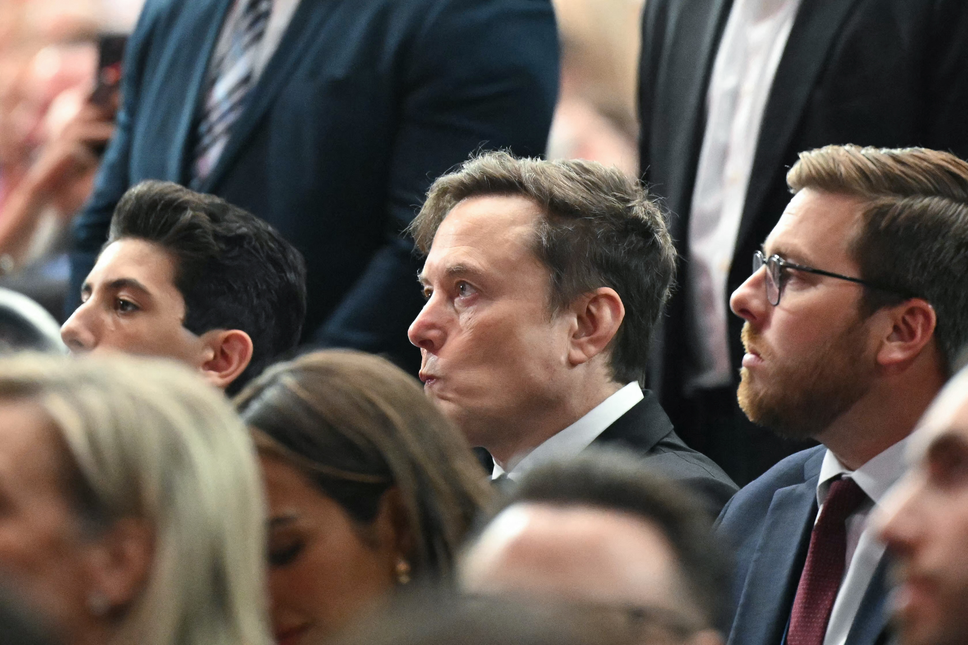 Elon Musk is pictured at the memorial service for Charlie Kirk on September 21, 2025 | Source: Getty Images