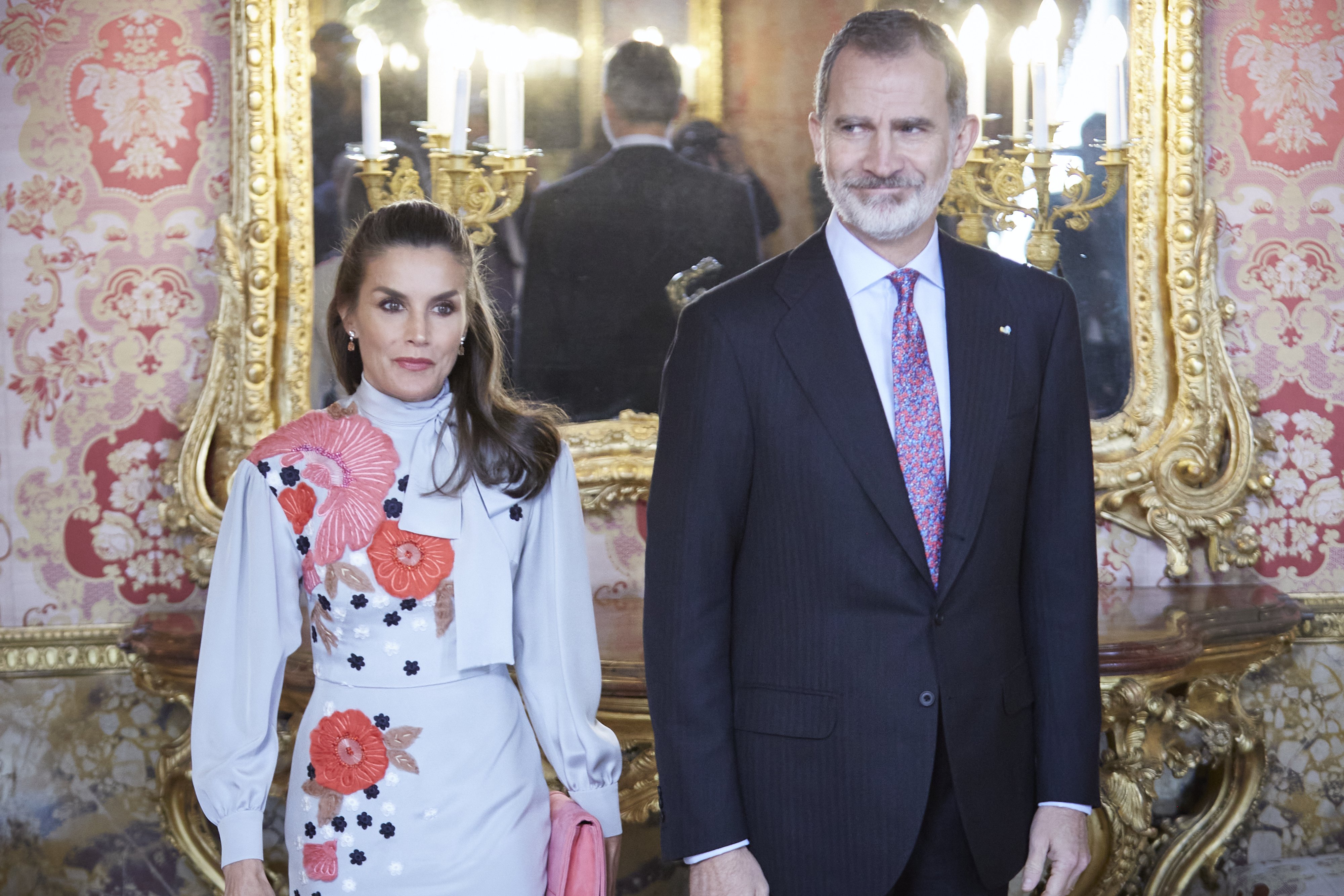 King Felipe and Queen Letizia attending a luncheon at the Royal Palace on April 21, 2022 in Madrid, Spain. / Source: Getty Images