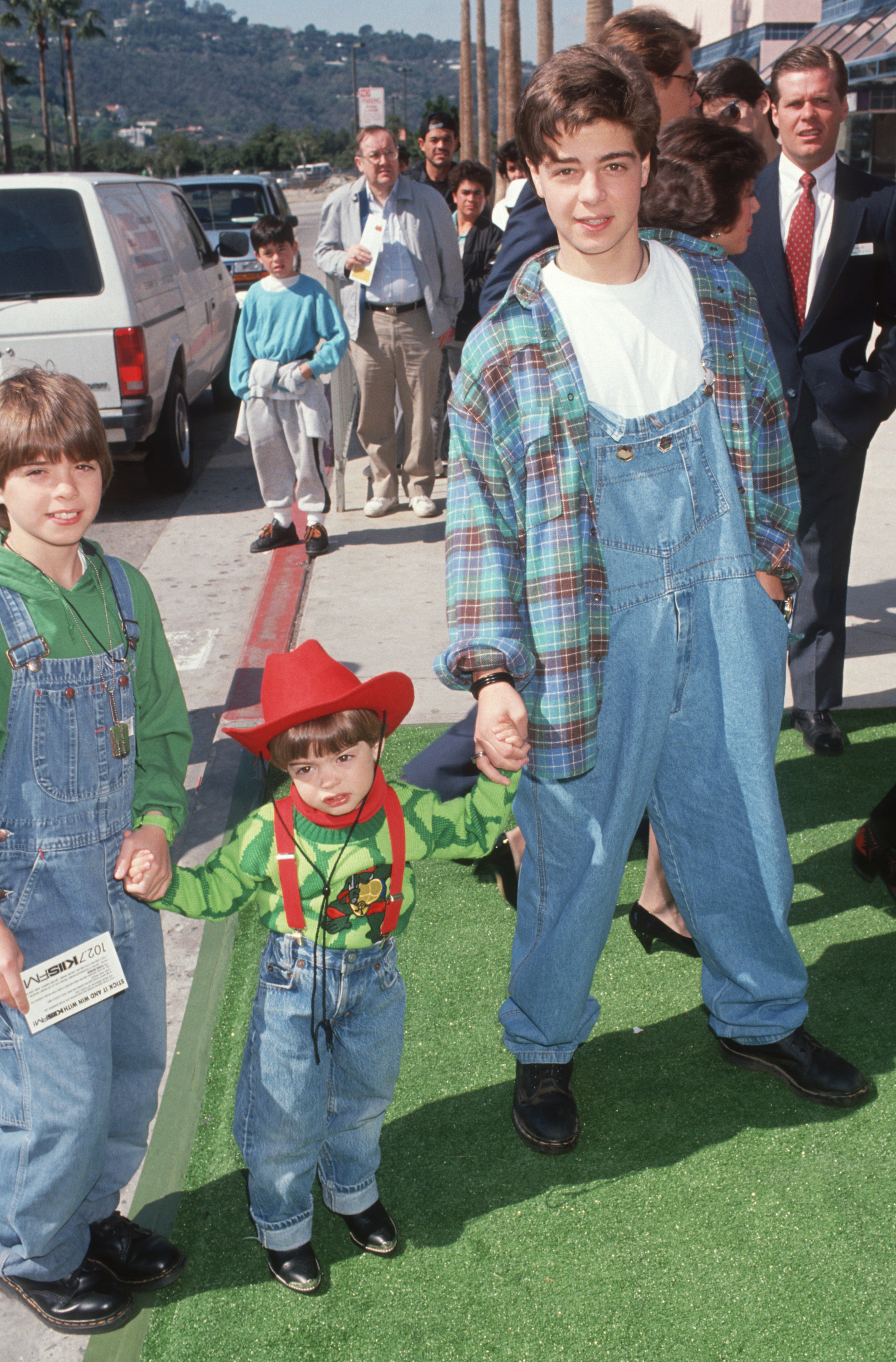 Matthew, Andrew, and Joey Lawrence at the Los Angeles premiere of "Teenage Mutant Ninja Turtles II: The Secret of the Ooze" in 1991 | Source: Getty Images