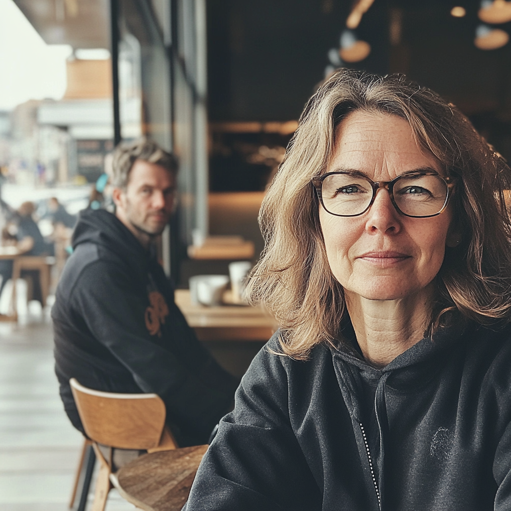 A woman sitting in a coffee shop | Source: Midjourney