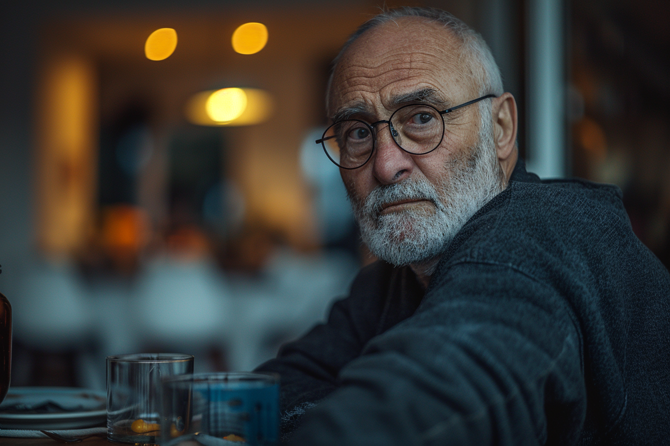 An older man sitting at the dinner table | Source: Midjourney