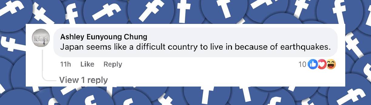 A netizen's comment on the recent 6.9 magnitude earthquake in Japan | Source: Facebook.com/ABCNews